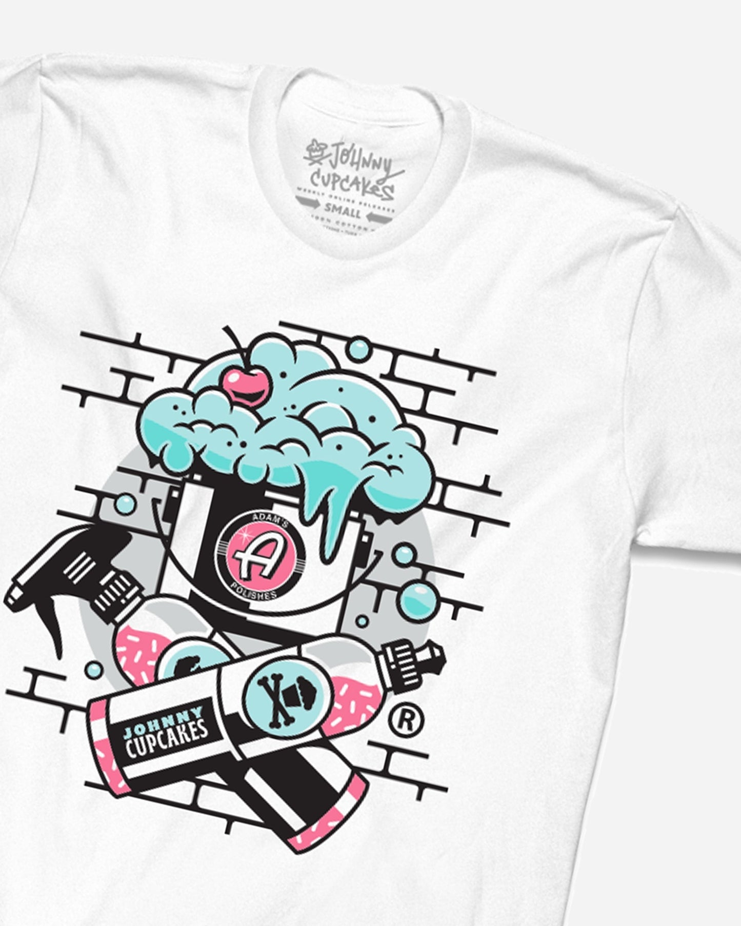 Adam's Polishes x Johnny Cupcakes White Cupcake T-Shirt