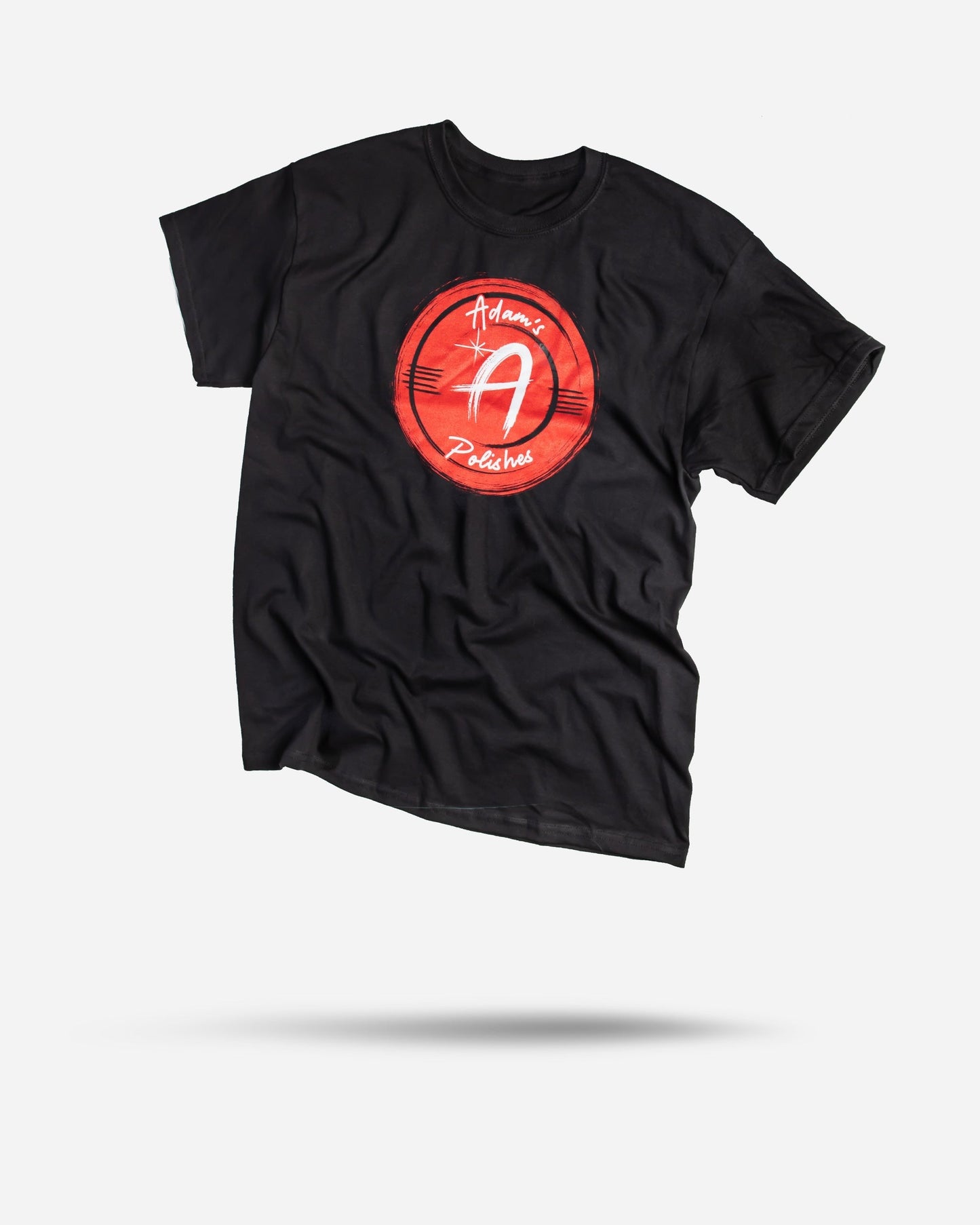 Adam's Brushed Logo Black T-Shirt - Red Logo